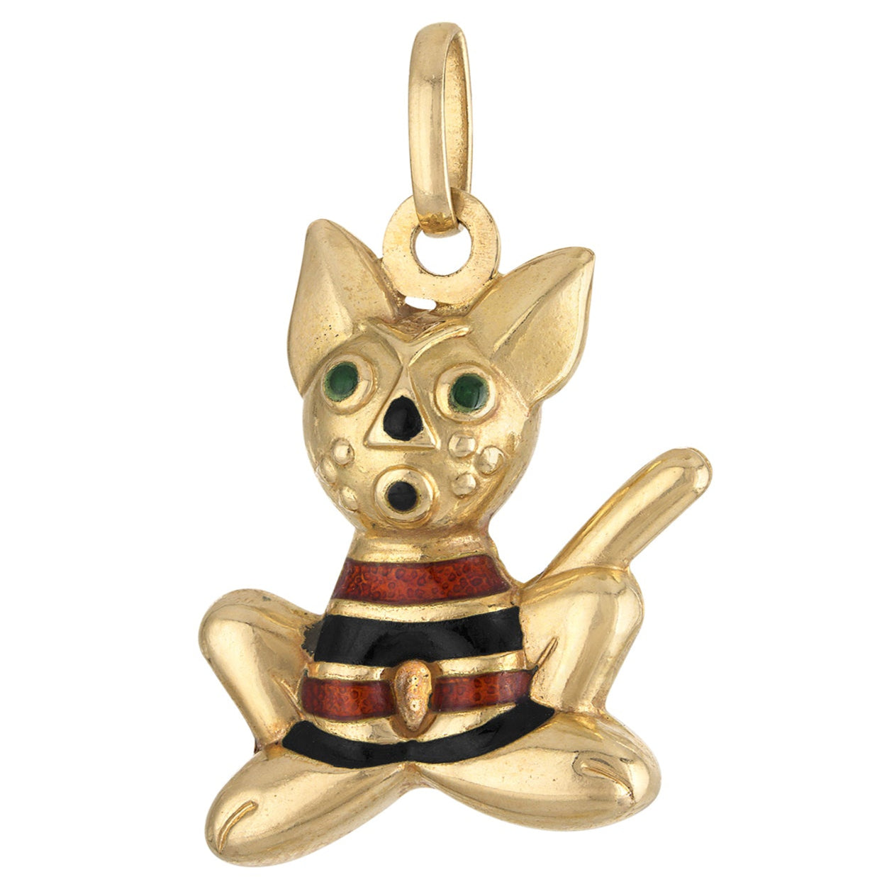 Vintage Striped Kitty Cat 14k Gold Charm